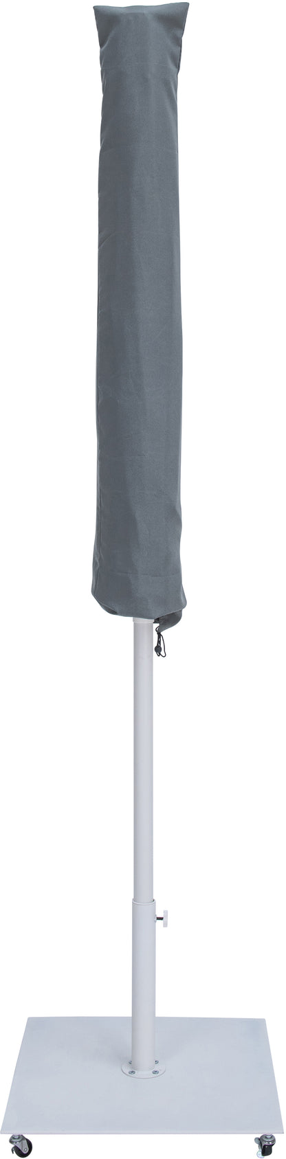 Farrah Grey Fabric / Matte White Aluminum Patio Umbrella with Base Sets