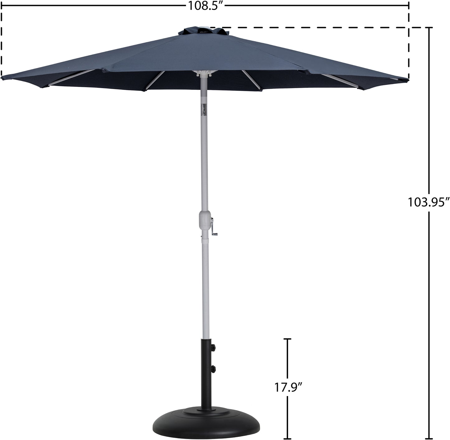 farrah grey fabric / matte black aluminum patio umbrella with base sets