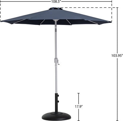 Farrah Grey Fabric / Matte Black Aluminum Patio Umbrella with Base Sets