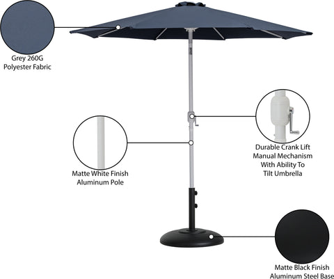 Arden Grey Water Resistant Fabric And Aluminum Patio Umbrella with Base Set (Style 4)