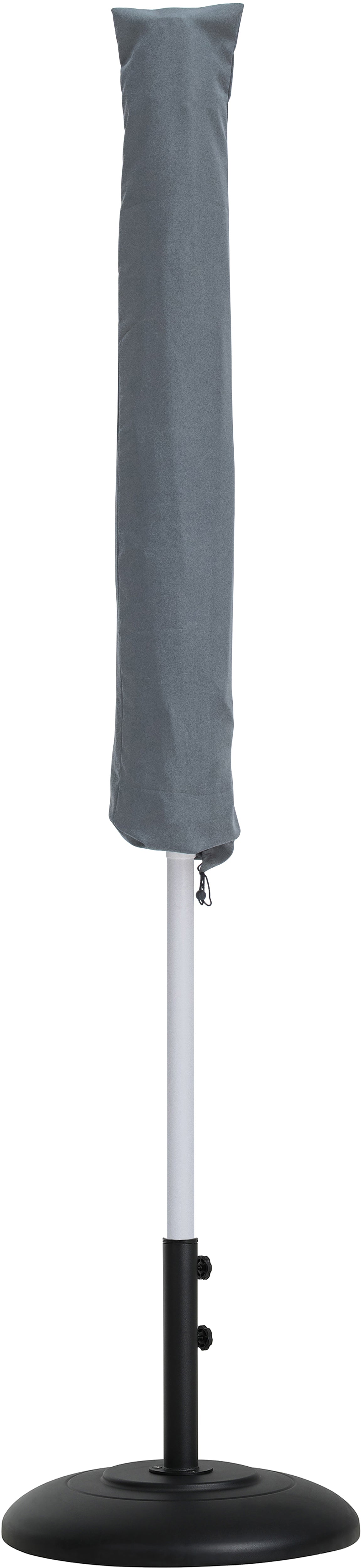 farrah grey fabric / matte black aluminum patio umbrella with base sets