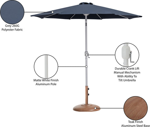 Arden Grey Water Resistant Fabric And Aluminum Patio Umbrella with Base Set (Style 5)
