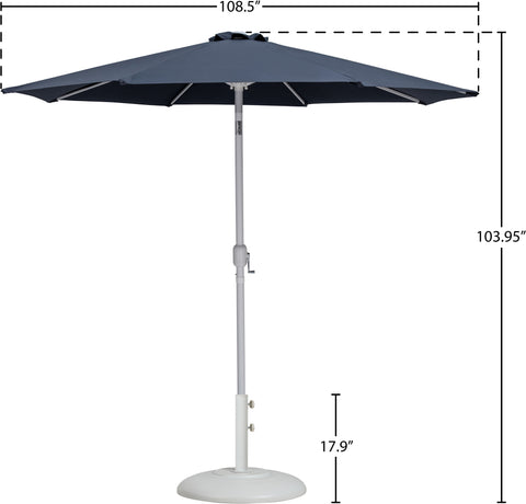 Arden Grey Water Resistant Fabric And Aluminum Patio Umbrella with Base Set (Style 6)