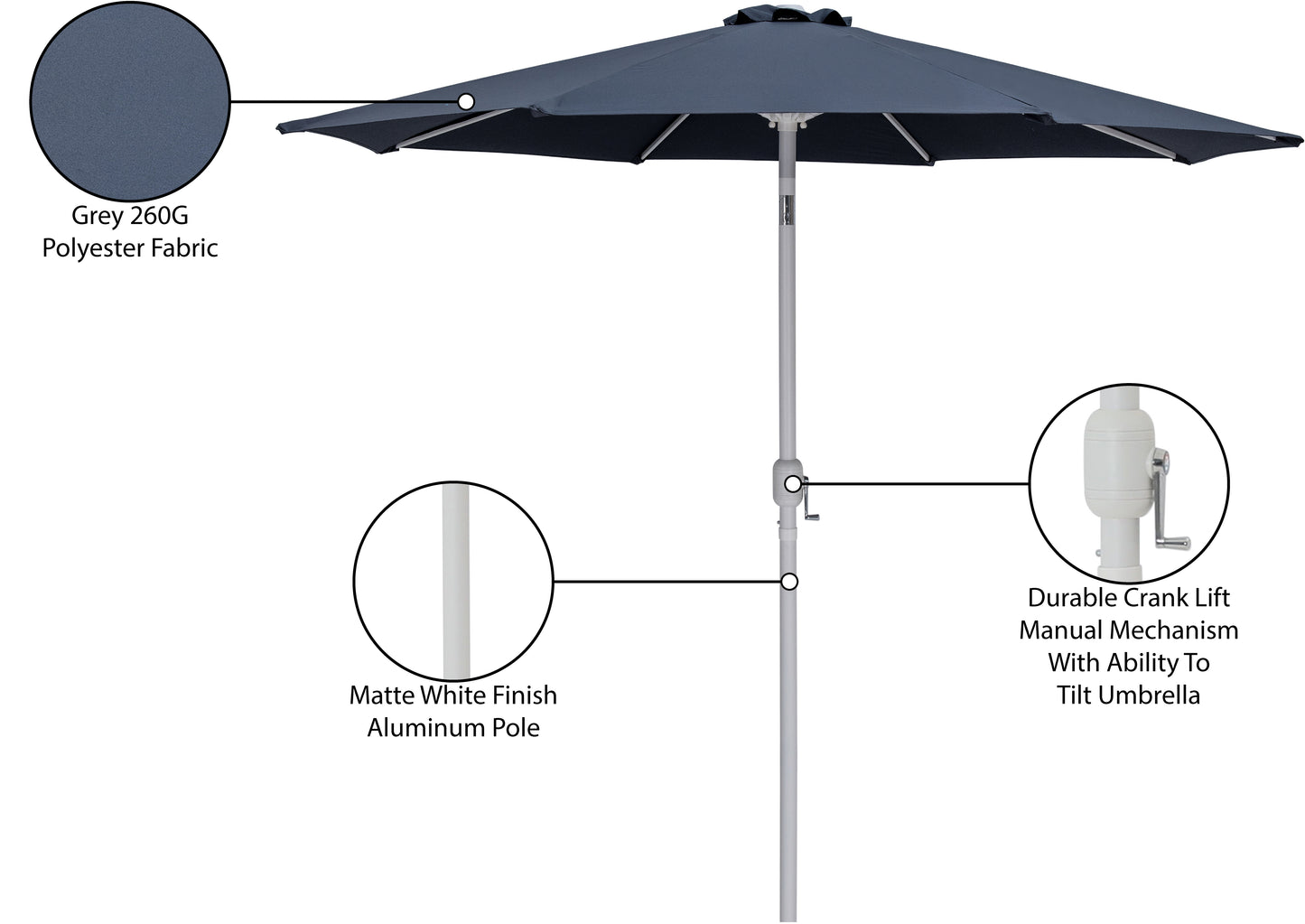 farrah grey fabric patio umbrellas