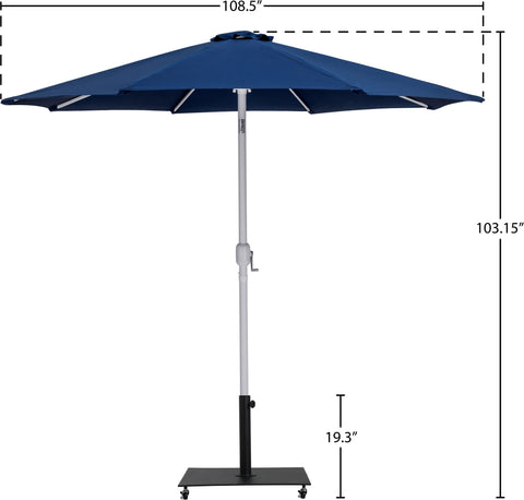 Arden Navy Water Resistant Fabric And Aluminum Patio Umbrella with Base Set (Style 7)