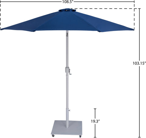 Arden Navy Water Resistant Fabric And Aluminum Patio Umbrella with Base Set (Style 9)