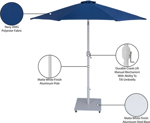Arden Navy Water Resistant Fabric And Aluminum Patio Umbrella with Base Set (Style 9)