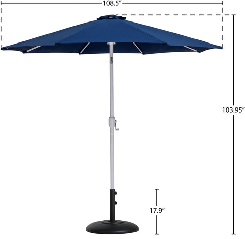 Arden Navy Water Resistant Fabric And Aluminum Patio Umbrella with Base Set (Style 10)