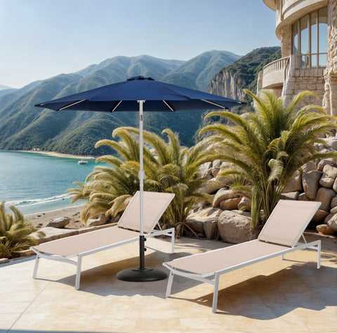 Arden Navy Water Resistant Fabric And Aluminum Patio Umbrella with Base Set (Style 10)