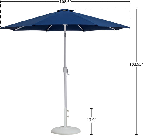 Arden Navy Water Resistant Fabric And Aluminum Patio Umbrella with Base Set (Style 12)