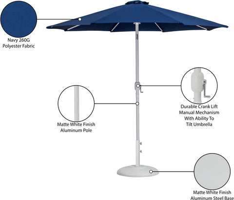 Arden Navy Water Resistant Fabric And Aluminum Patio Umbrella with Base Set (Style 12)