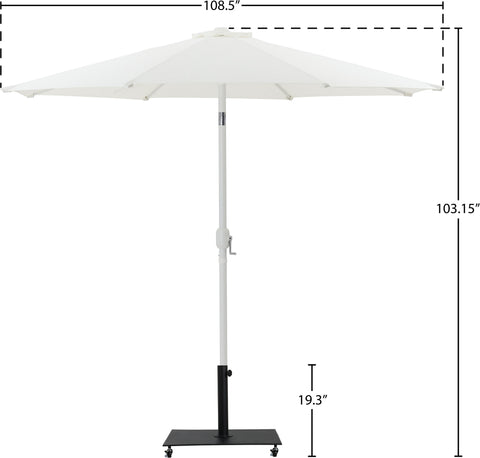 Arden White Water Resistant Fabric And Aluminum Patio Umbrella with Base Set (Style 7)