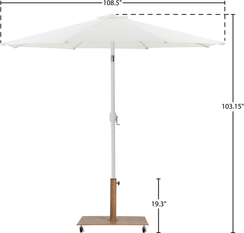 Arden White Water Resistant Fabric And Aluminum Patio Umbrella with Base Set (Style 8)