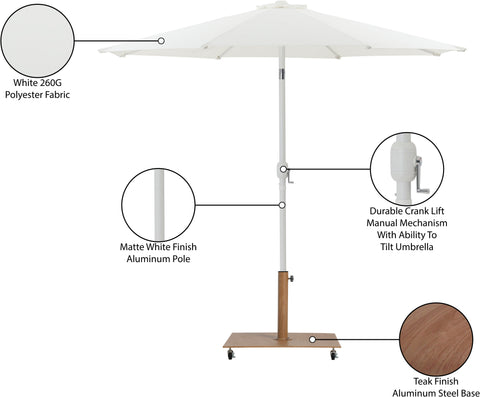 Arden White Water Resistant Fabric And Aluminum Patio Umbrella with Base Set (Style 8)