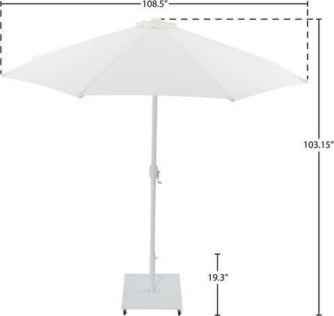 Arden White Water Resistant Fabric And Aluminum Patio Umbrella with Base Set (Style 9)