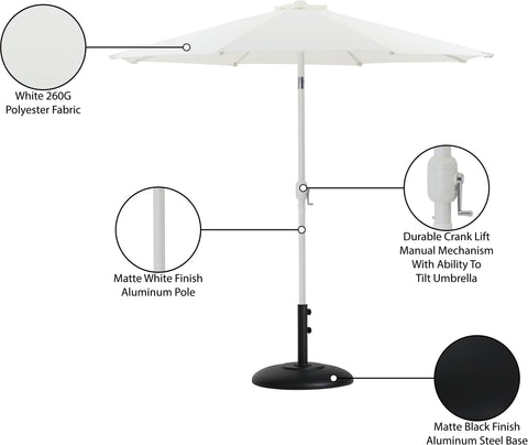 Arden White Water Resistant Fabric And Aluminum Patio Umbrella with Base Set (Style 10)