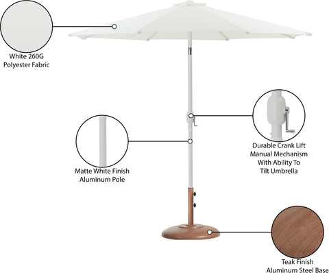 Arden White Water Resistant Fabric And Aluminum Patio Umbrella with Base Set (Style 11)