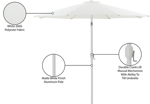 Arden White Water Resistant Fabric And Aluminum Patio Umbrella, 1 Piece (Style 2)