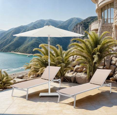 Arden White Water Resistant Fabric And Aluminum Patio Umbrella, 1 Piece (Style 2)