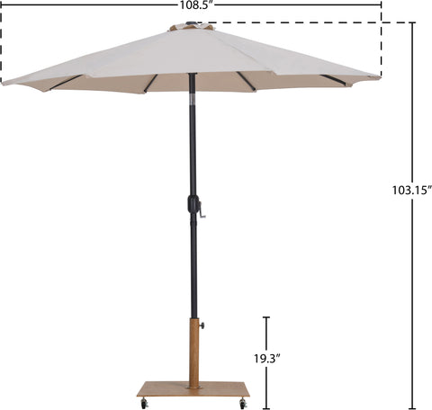 Arden Beige Water Resistant Fabric And Aluminum Patio Umbrella with Base Set (Style 14)
