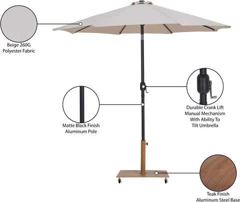 Arden Beige Water Resistant Fabric And Aluminum Patio Umbrella with Base Set (Style 14)