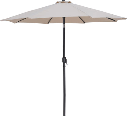 Farrah Beige Fabric / Teak Aluminum Patio Umbrella with Base Sets