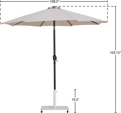 Arden Beige Water Resistant Fabric And Aluminum Patio Umbrella with Base Set (Style 15)