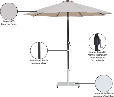Arden Beige Water Resistant Fabric And Aluminum Patio Umbrella with Base Set (Style 15)