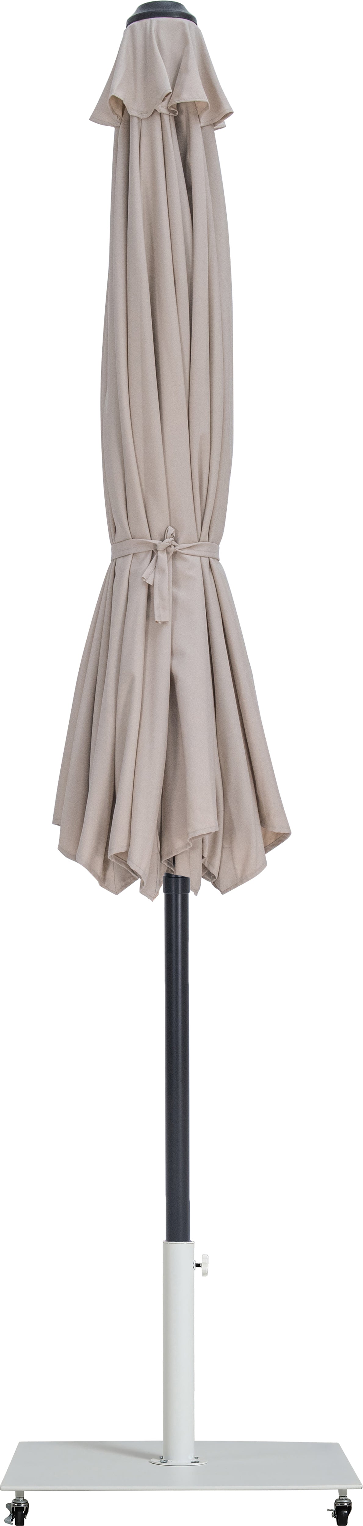 farrah beige fabric / matte white aluminum patio umbrella with base sets