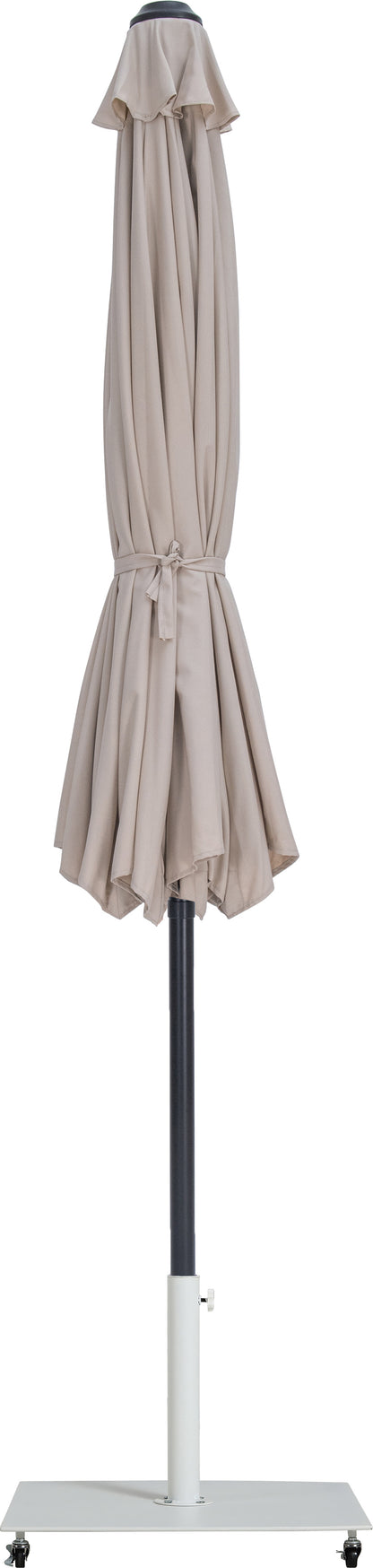 Farrah Beige Fabric / Matte White Aluminum Patio Umbrella with Base Sets