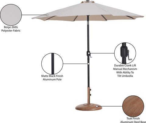 Arden Beige Water Resistant Fabric And Aluminum Patio Umbrella with Base Set (Style 17)