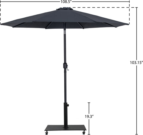 Arden Black Water Resistant Fabric And Aluminum Patio Umbrella with Base Set (Style 13)