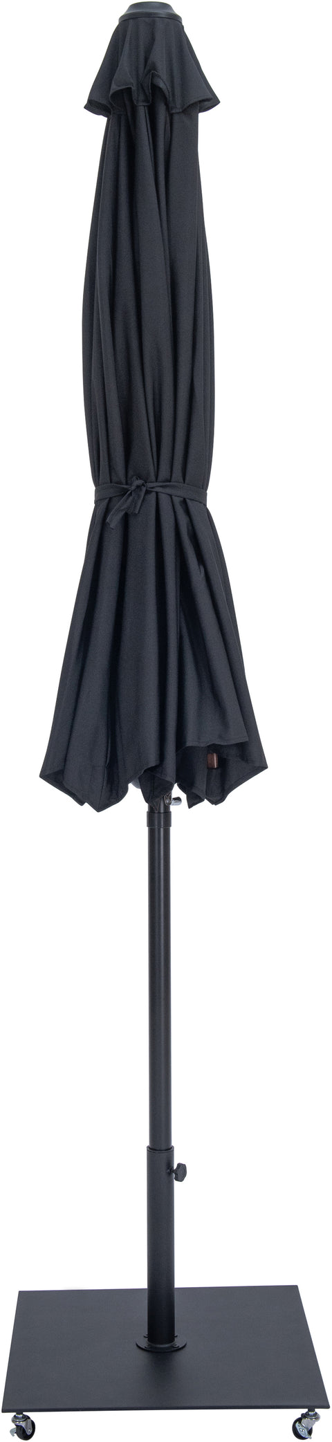 Arden Black Water Resistant Fabric And Aluminum Patio Umbrella with Base Set (Style 13)