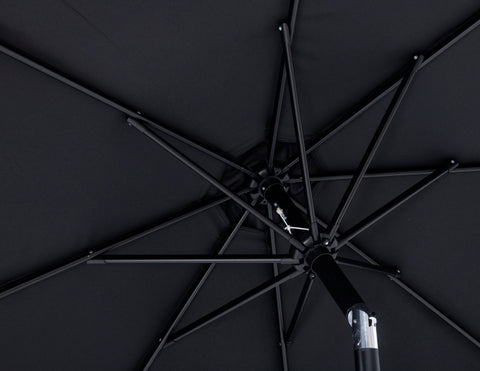 Arden Black Water Resistant Fabric And Aluminum Patio Umbrella with Base Set (Style 13)