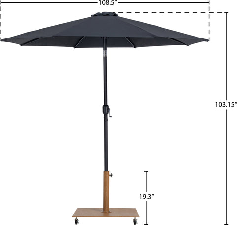 Arden Black Water Resistant Fabric And Aluminum Patio Umbrella with Base Set (Style 14)