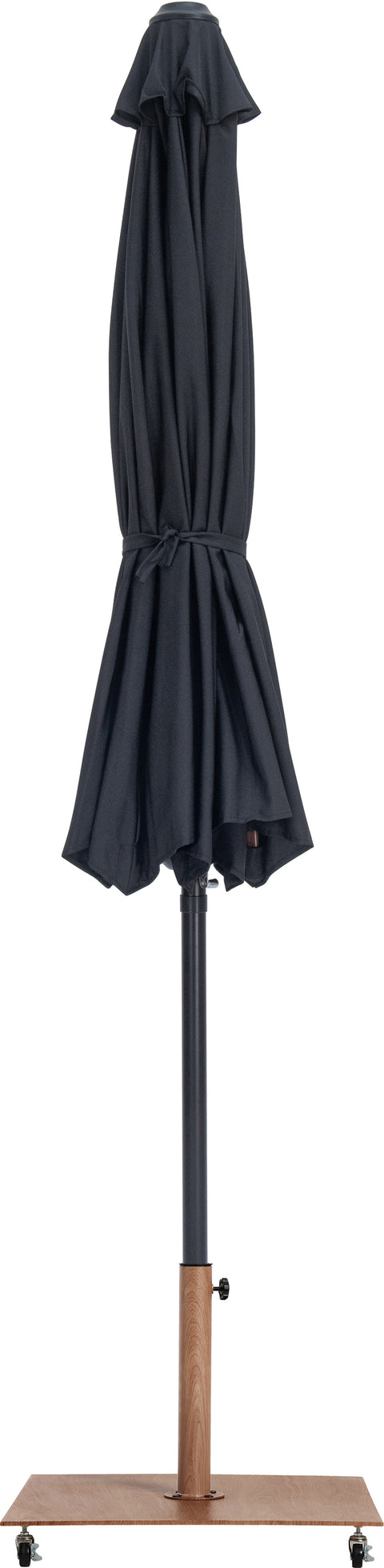 Arden Black Water Resistant Fabric And Aluminum Patio Umbrella with Base Set (Style 14)