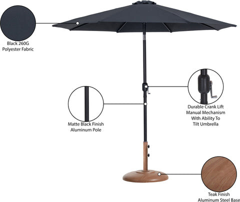 Arden Black Water Resistant Fabric And Aluminum Patio Umbrella with Base Set (Style 17)