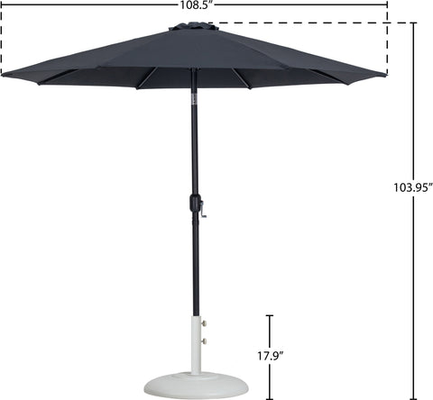 Arden Black Water Resistant Fabric And Aluminum Patio Umbrella with Base Set (Style 18)