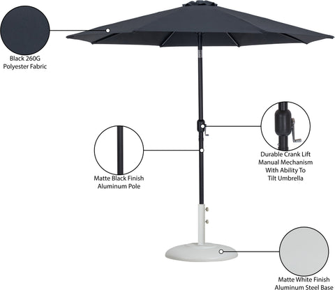 Arden Black Water Resistant Fabric And Aluminum Patio Umbrella with Base Set (Style 18)