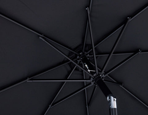 Arden Black Water Resistant Fabric And Aluminum Patio Umbrella with Base Set (Style 18)