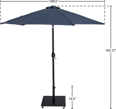 Arden Grey Water Resistant Fabric And Aluminum Patio Umbrella with Base Set (Style 7)