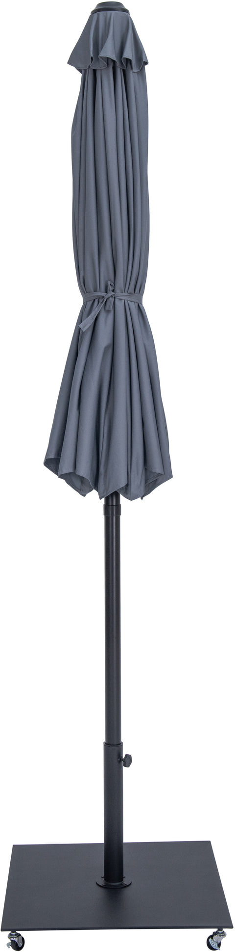 Arden Grey Water Resistant Fabric And Aluminum Patio Umbrella with Base Set (Style 7)
