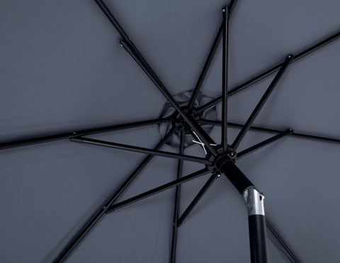 Arden Grey Water Resistant Fabric And Aluminum Patio Umbrella with Base Set (Style 7)