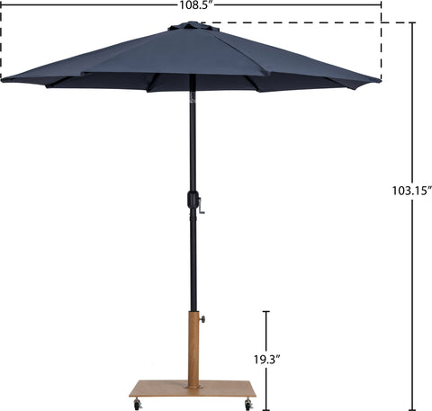 Arden Grey Water Resistant Fabric And Aluminum Patio Umbrella with Base Set (Style 8)