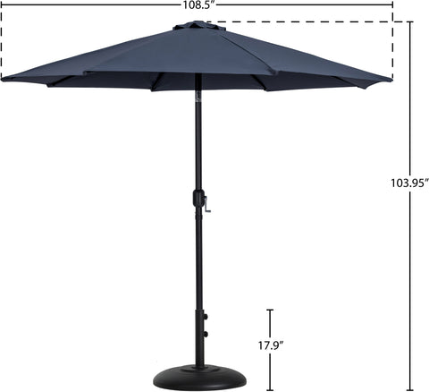 Arden Grey Water Resistant Fabric And Aluminum Patio Umbrella with Base Set (Style 10)