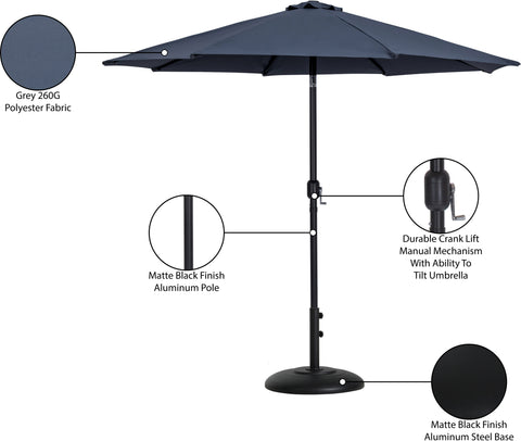 Arden Grey Water Resistant Fabric And Aluminum Patio Umbrella with Base Set (Style 10)