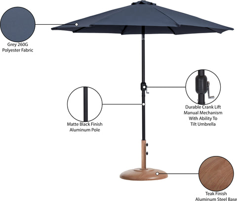 Arden Grey Water Resistant Fabric And Aluminum Patio Umbrella with Base Set (Style 11)