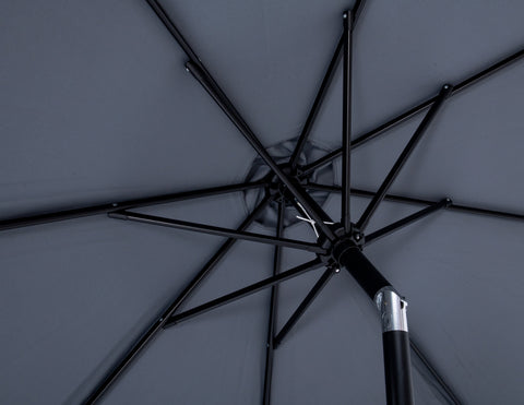Arden Grey Water Resistant Fabric And Aluminum Patio Umbrella with Base Set (Style 11)