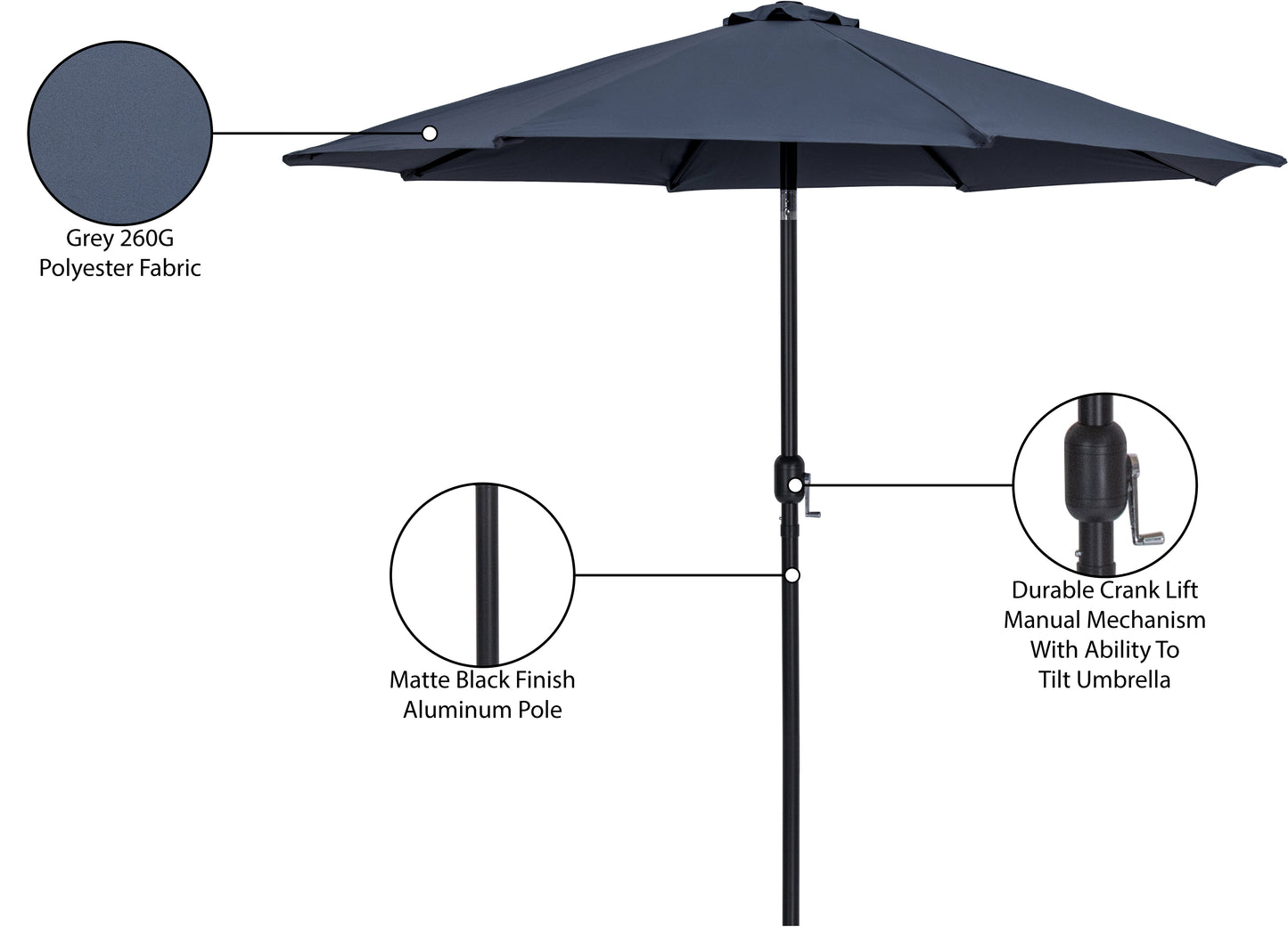 farrah grey fabric patio umbrellas