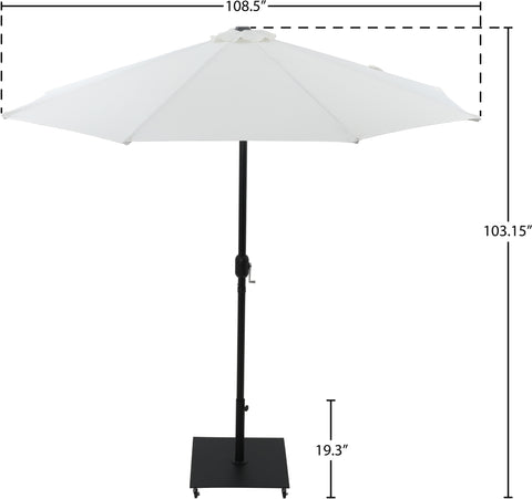 Arden White Water Resistant Fabric And Aluminum Patio Umbrella with Base Set (Style 13)
